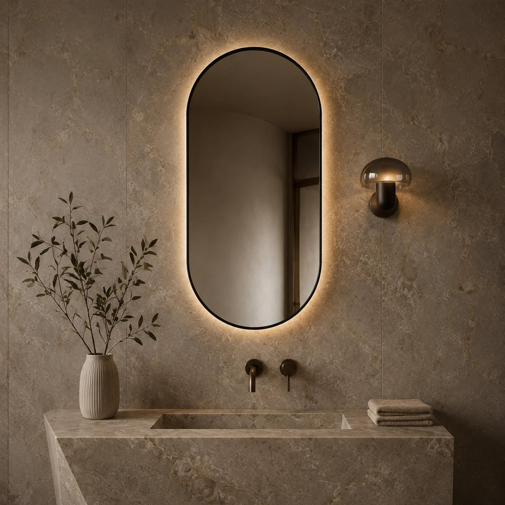 Claris DIANO BLACK mirror on Tiberio marble