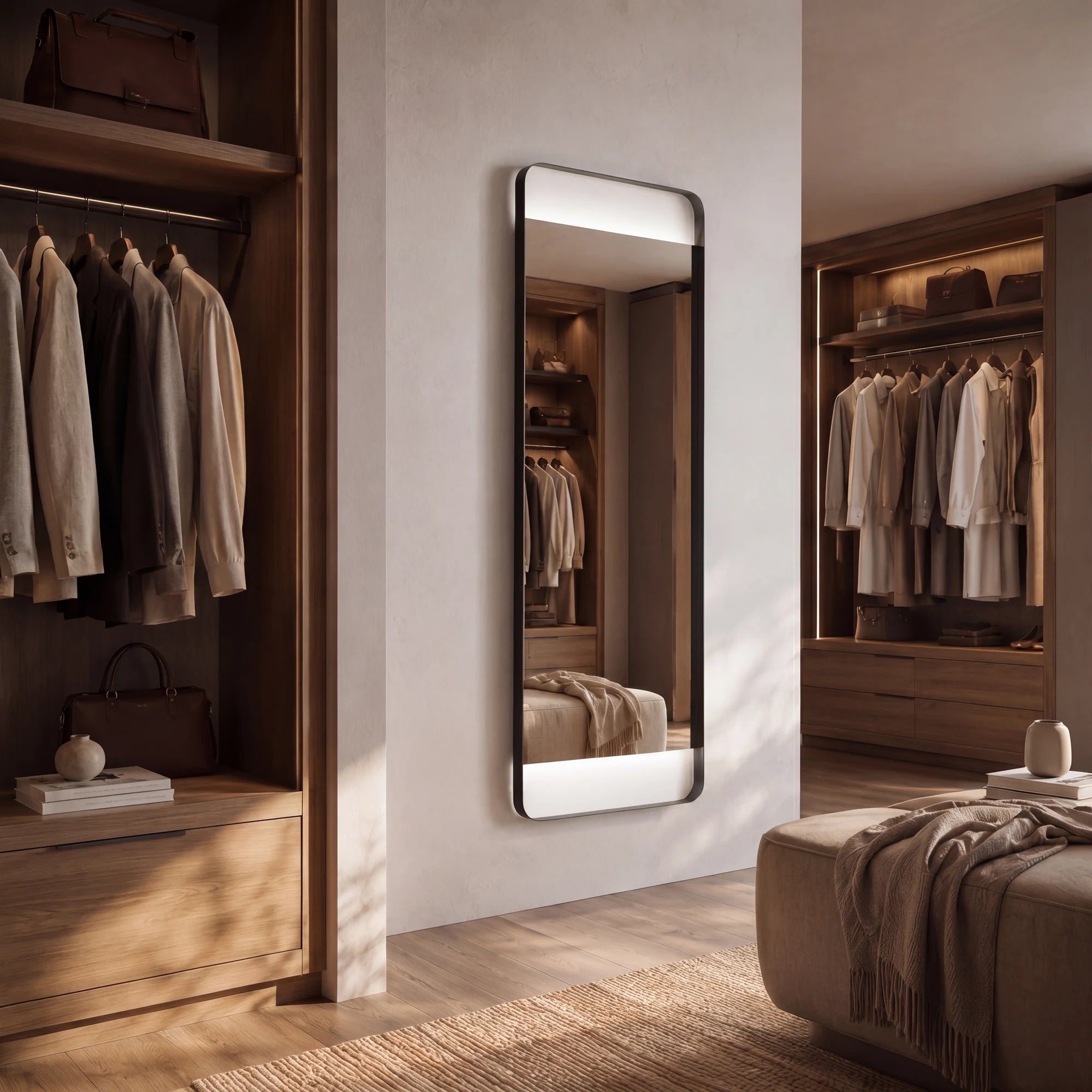 OPUS mirror in a home-living interior, Art Collection. Claris Company.