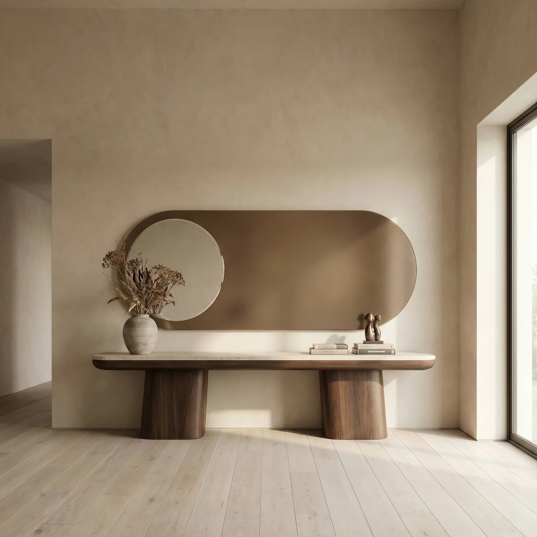TWINS mirror in a bathroom, Gemini Collection. Claris Company.