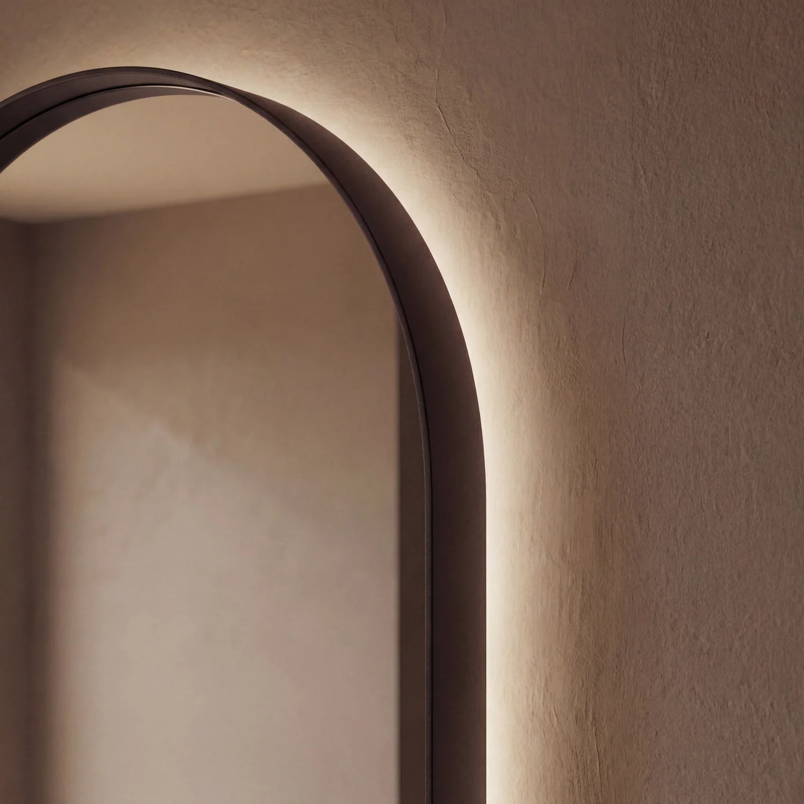 DIANO pill-shaped LED mirror in black matte stainless steel by Claris Company