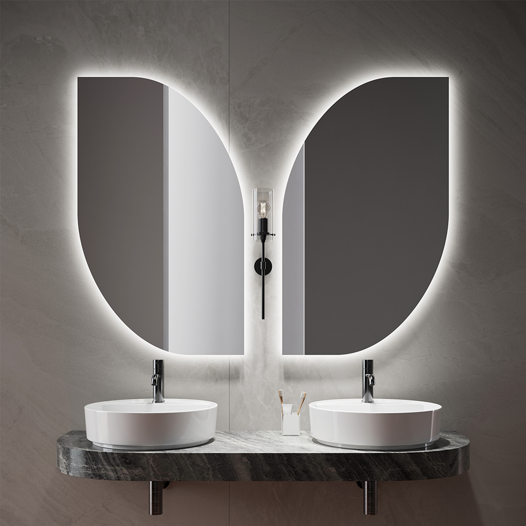 BUTTERFLY mirror with unique asymmetrical design inspired by butterfly wings