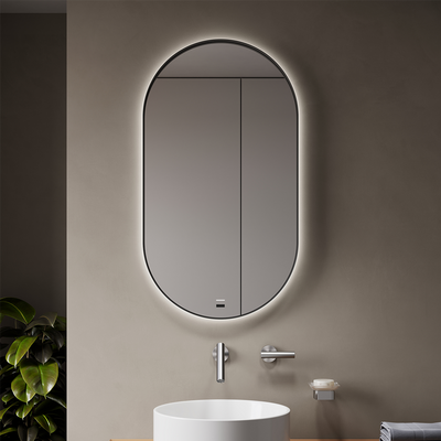 DIANO BLACK oval mirror with sleek matte black frame