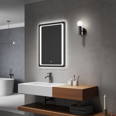 DIMO mirror with bright front lighting for even illumination