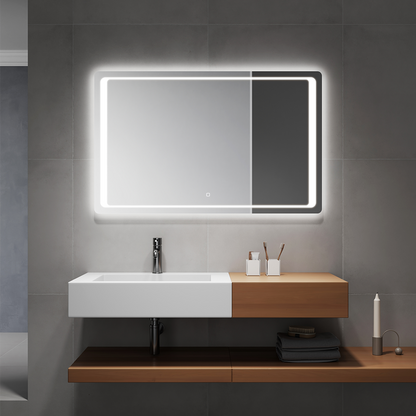 DIMO mirror with modern rectangular shape and rounded corners