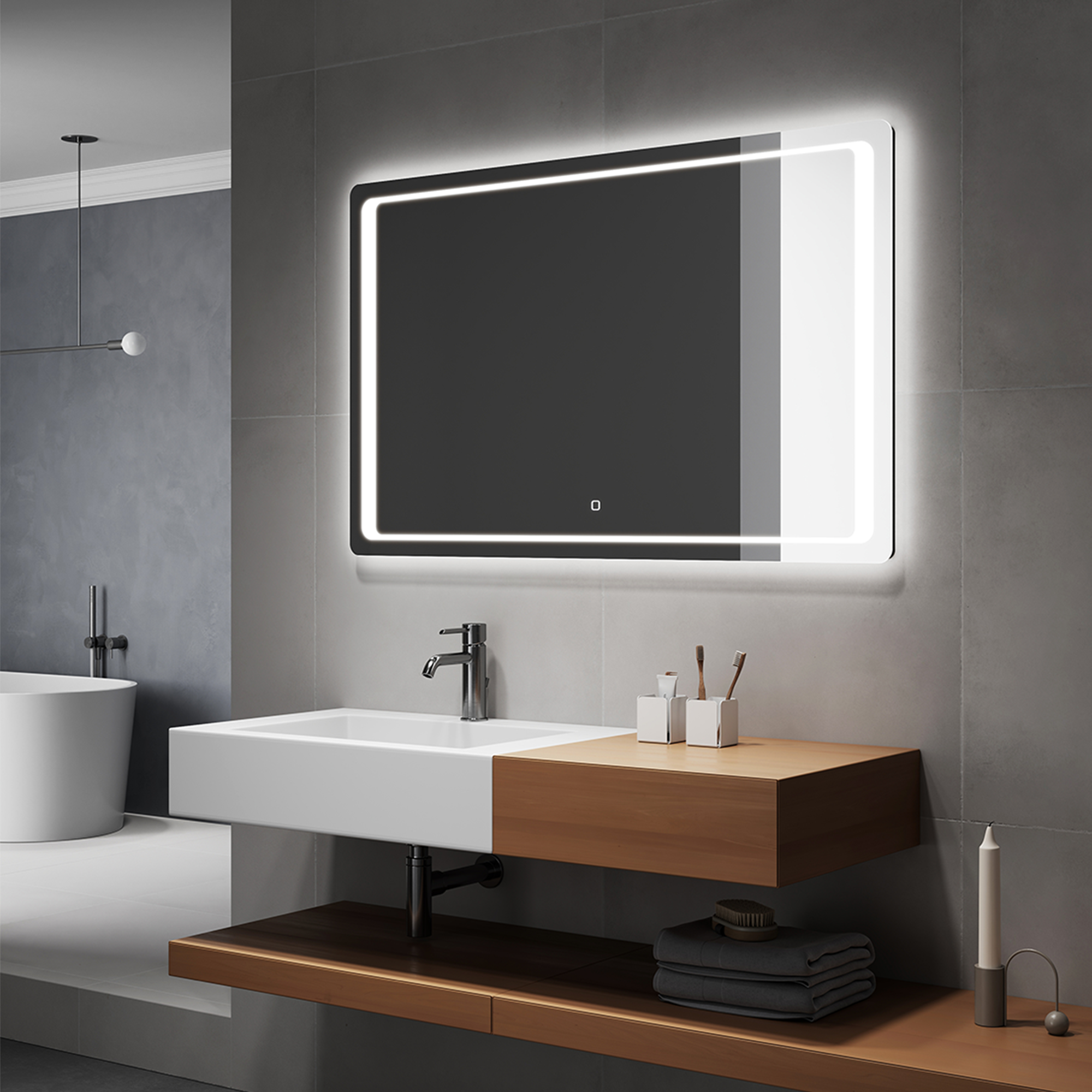 Close-up of DIMO mirror’s smooth edges and sleek design