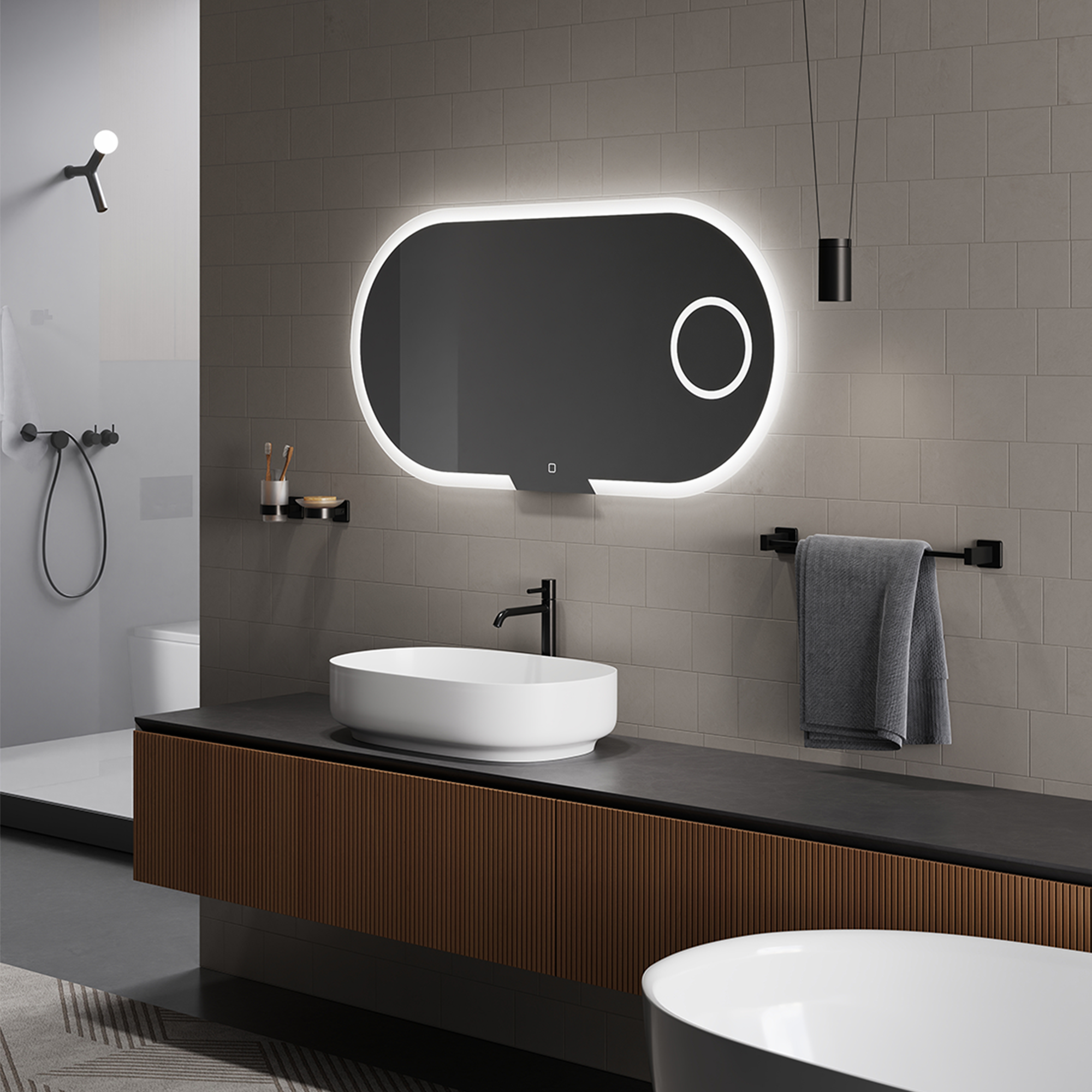 Close-up of EVOLUTION mirror’s 5x magnifier for precision