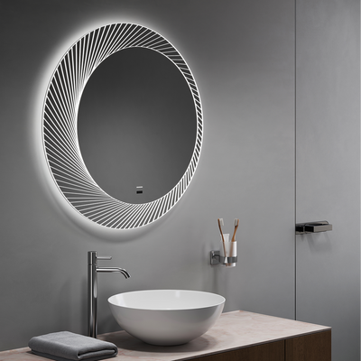 ORSO mirror with bold circular design and illuminated edges