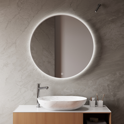 VIANO mirror with matte stainless steel frame in black