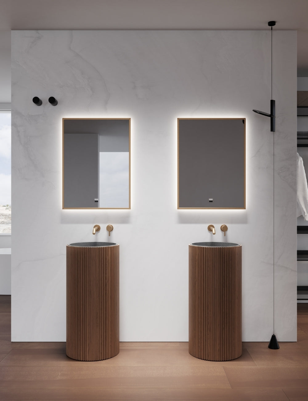 Stylish ORO Light mirror enhancing a modern bathroom interior