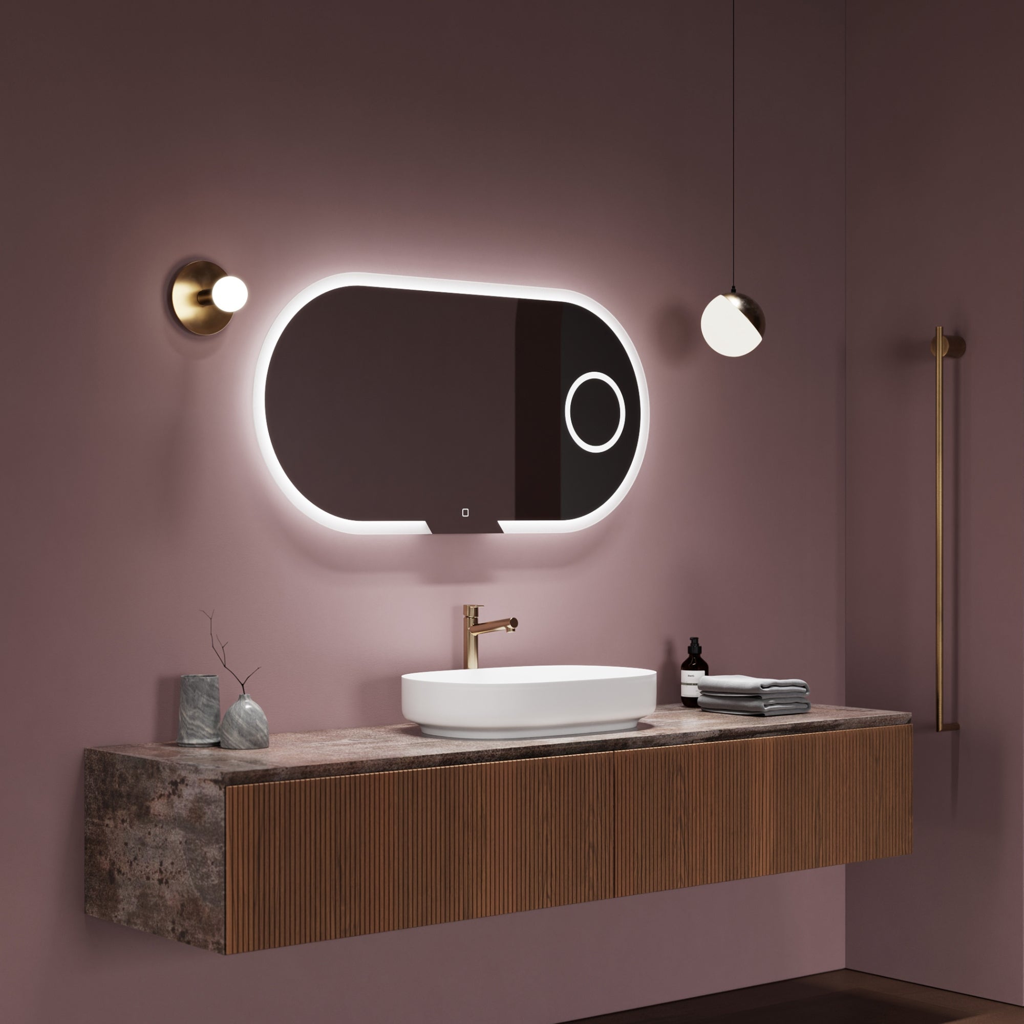 Elegant EVOLUTION mirror with dynamic LED flow effect
