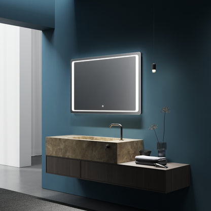 Frameless DIMO mirror with soft, ambient glow