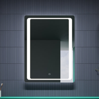 Wall-mounted DIMO mirror in a contemporary bathroom setting