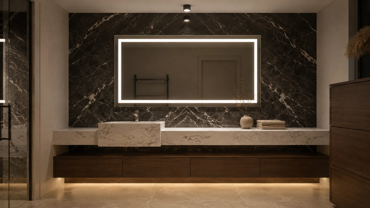 Claris BOCA mirror in a room, wide view