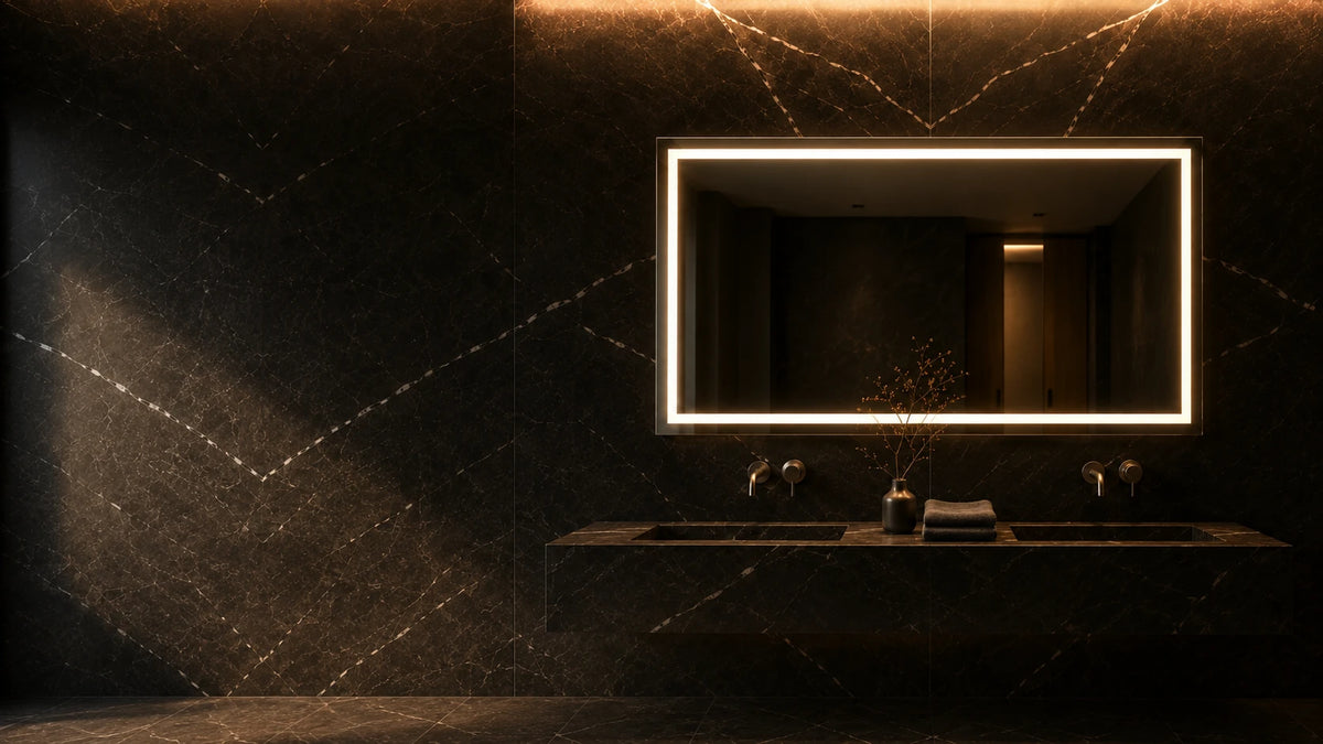 Claris BOCA mirror in a room, wide view