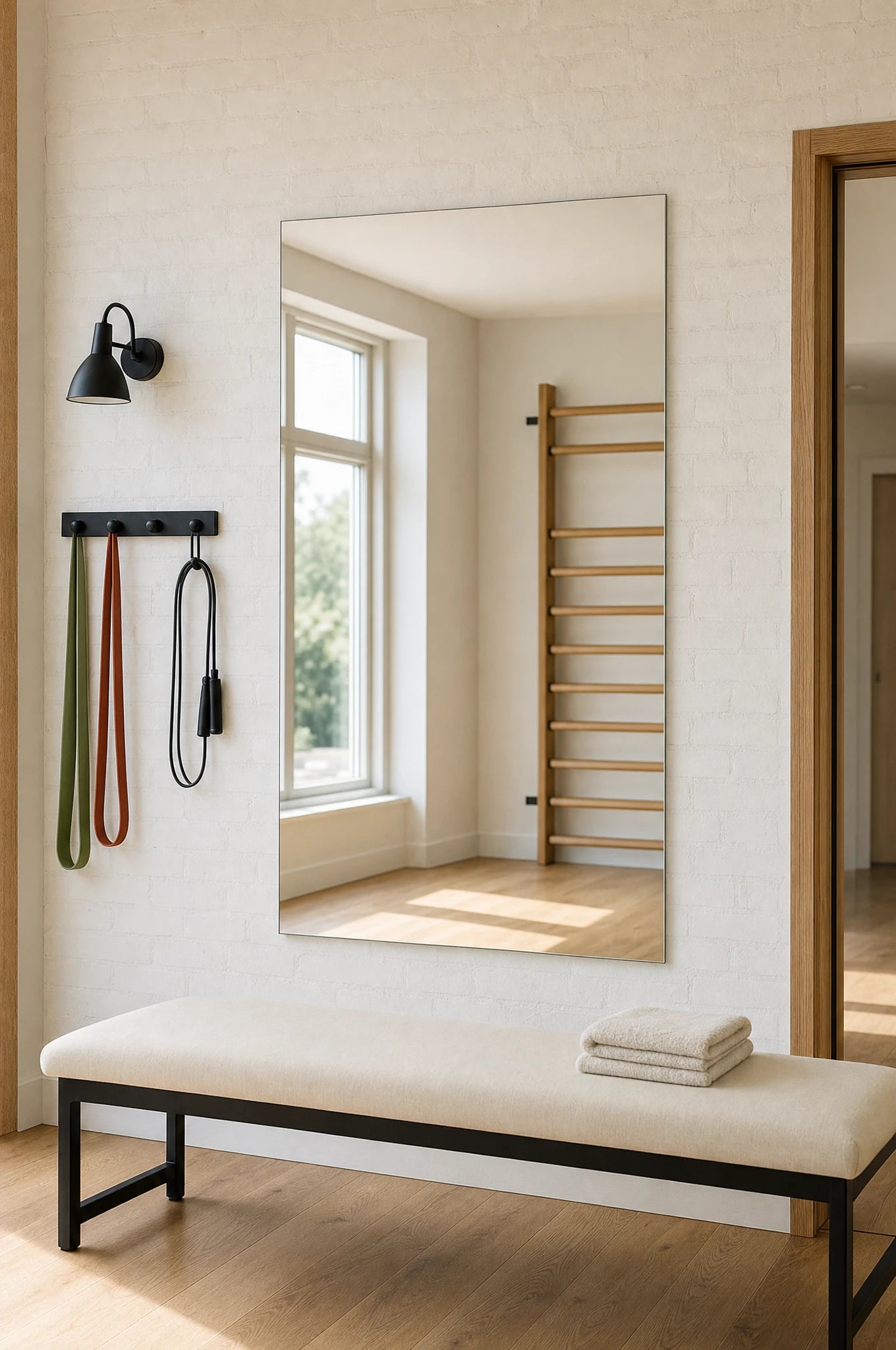 Claris CANZO STUDIO plain wall mirror in a physiotherapy exercise room, Studio Line