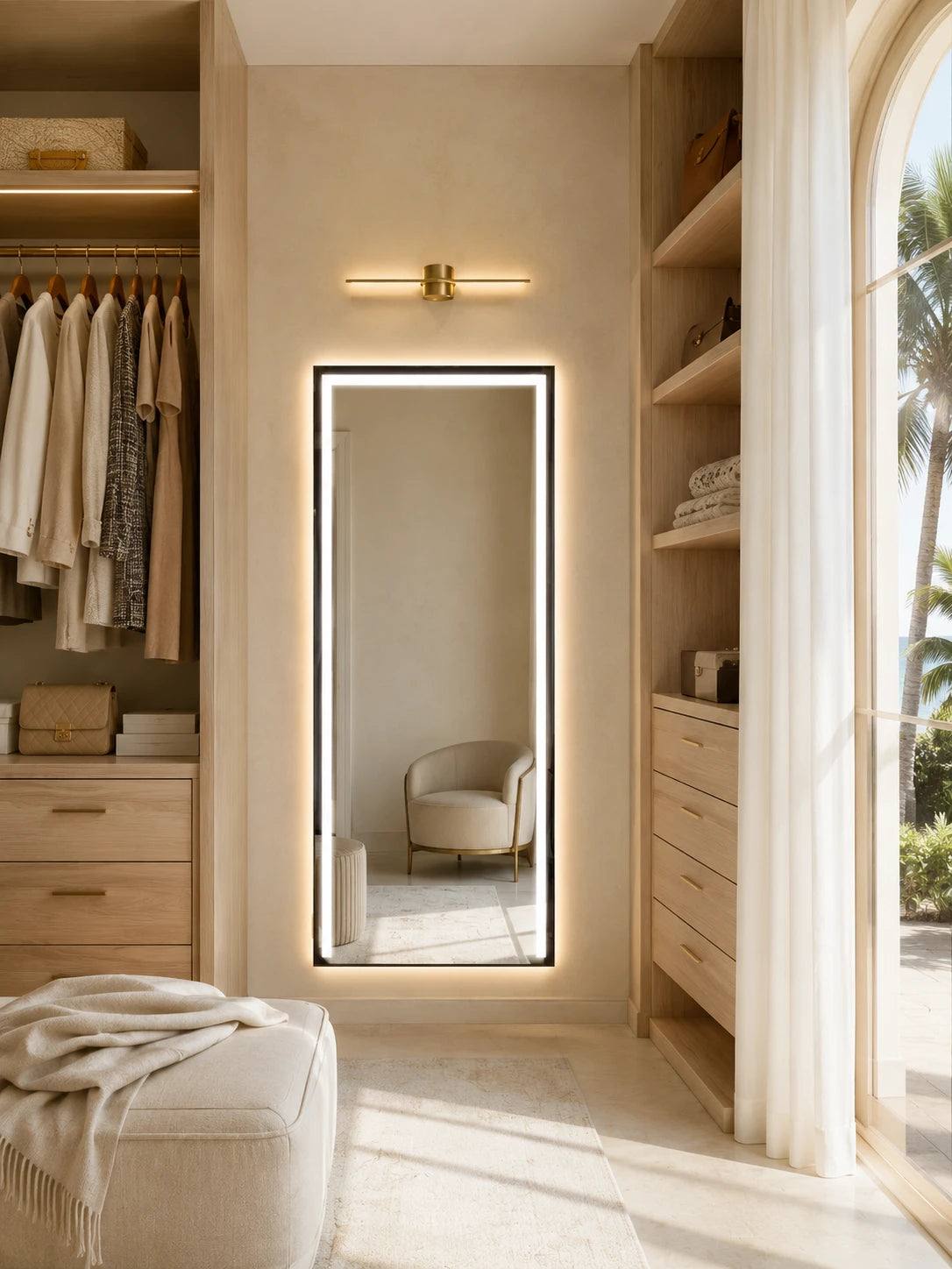 ACARI DECOR mirror in a home-living interior, portrait view, Art Collection. Claris Company.