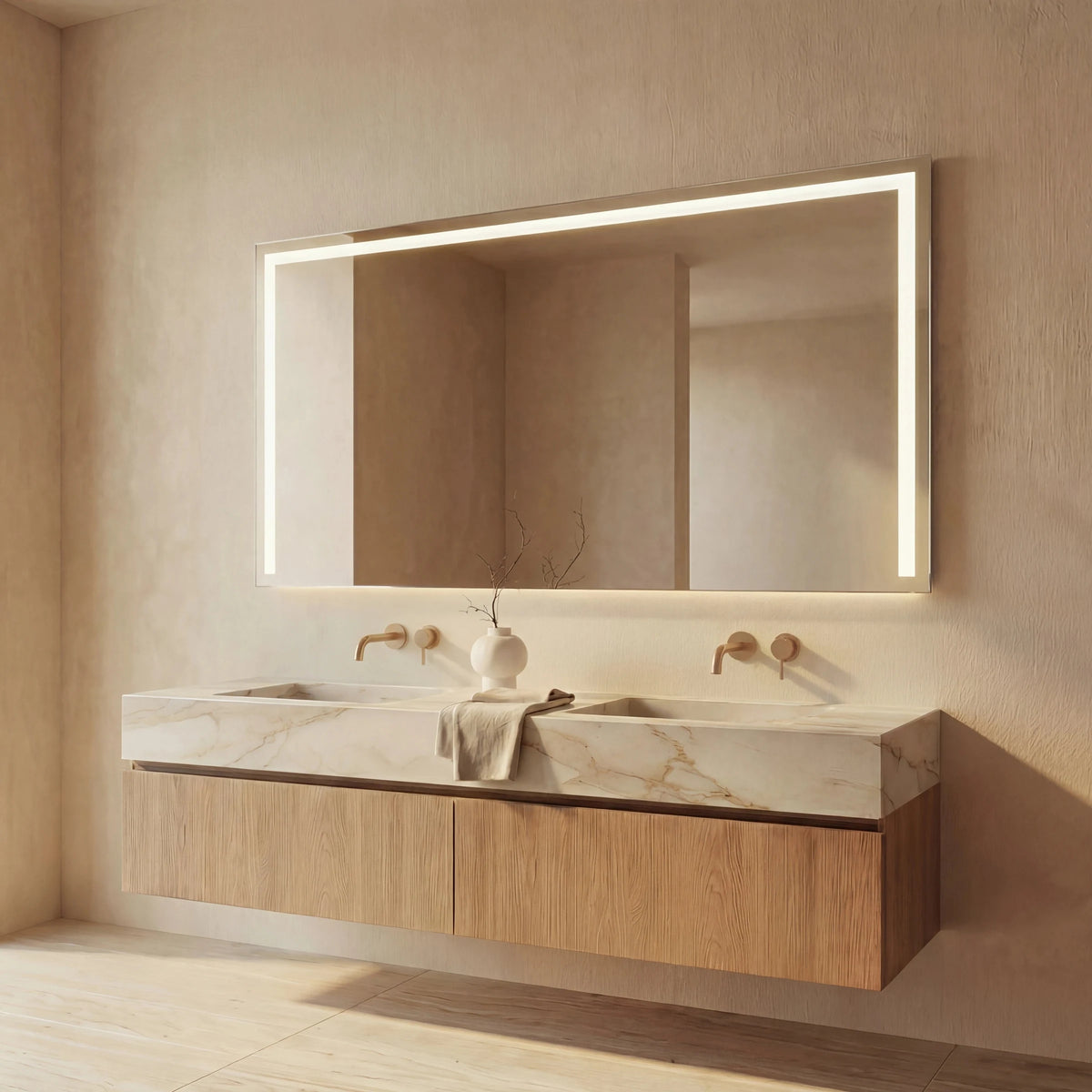 Claris ACARI front-lit LED bathroom mirror, Radiance Collection