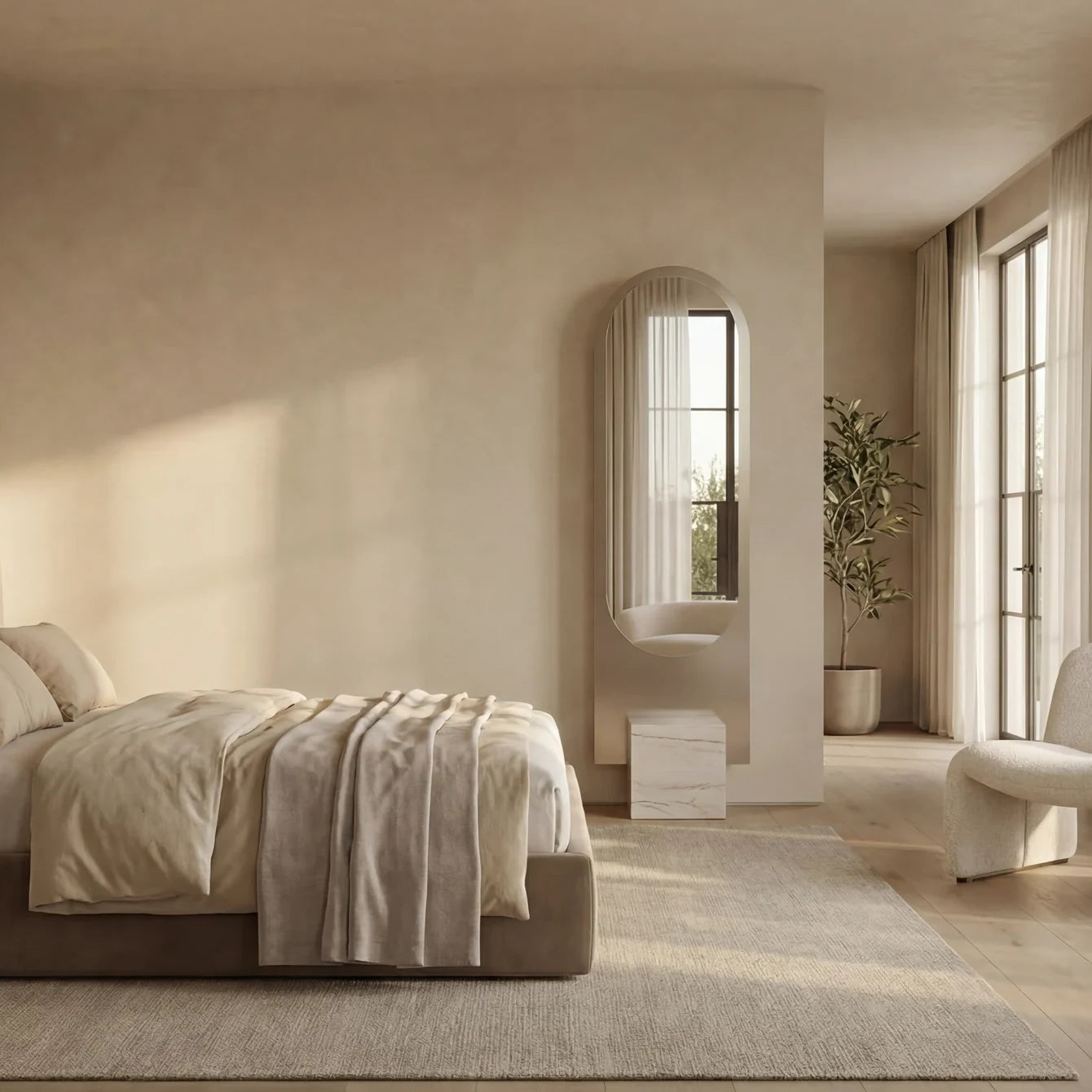 ALICE mirror in a home-living interior, Gemini Collection. Claris Company.