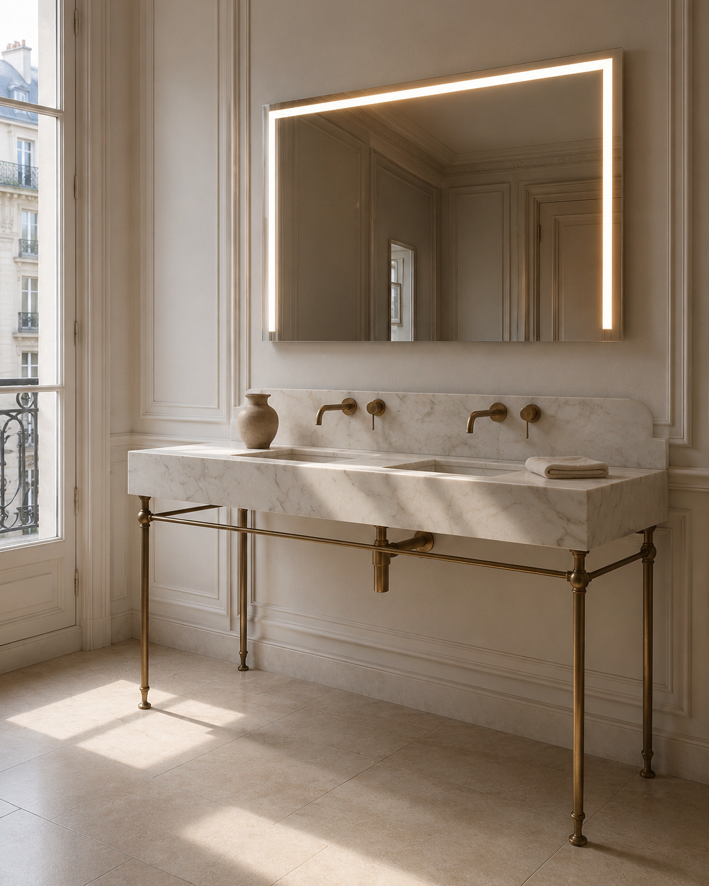 Claris ARIS LED mirror, Parisian bathroom, Concept Studio