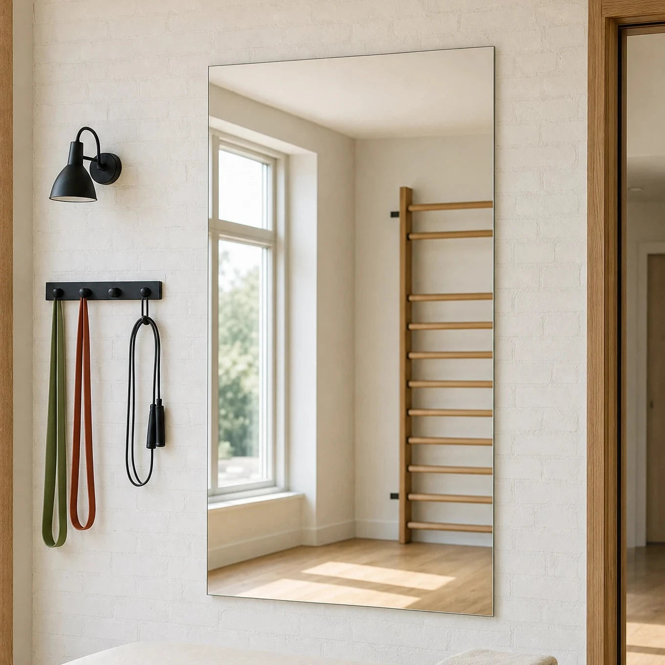 Claris CANZO STUDIO plain wall mirror in a physiotherapy exercise room, Studio Line