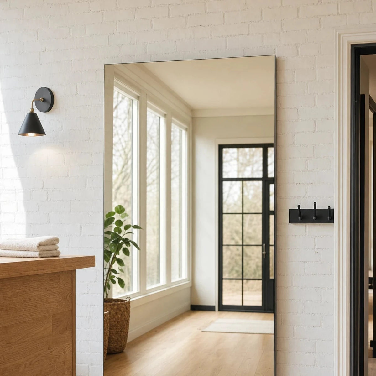 Claris CANZO STUDIO plain wall mirror in a yoga studio reception, Studio Line