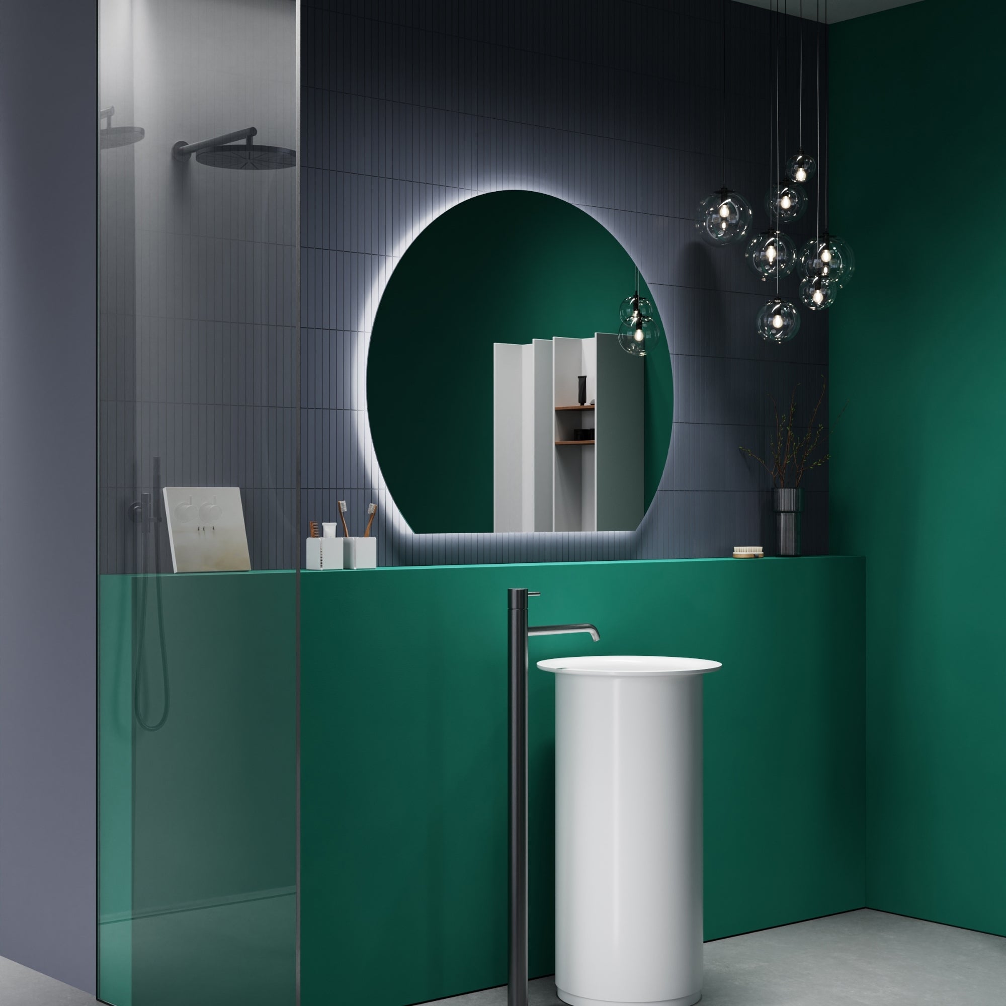 Modern COMO mirror with three-way rotation for versatile styling