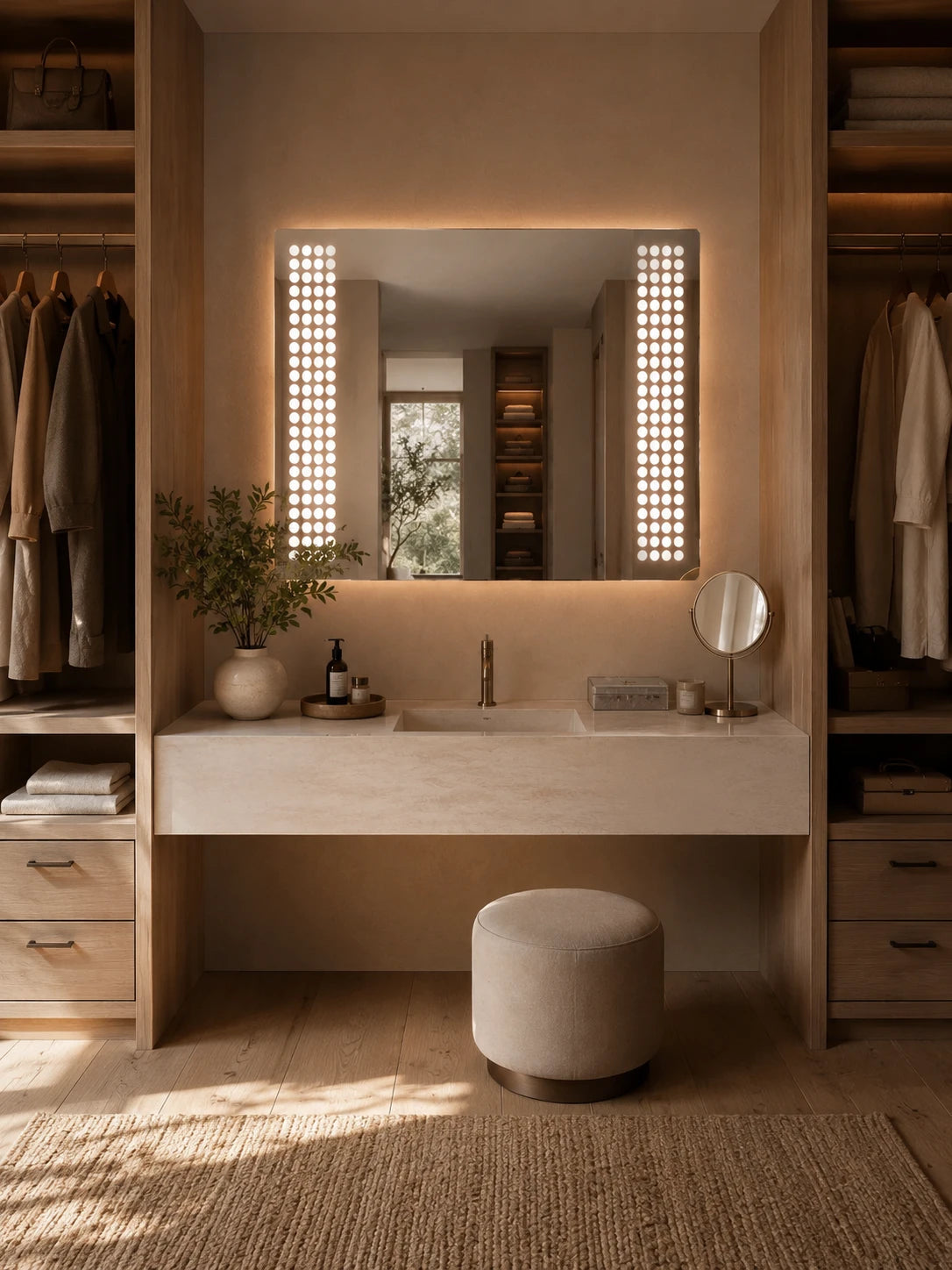 COSTA DECOR mirror in a home-living interior, portrait view, Art Collection. Claris Company.