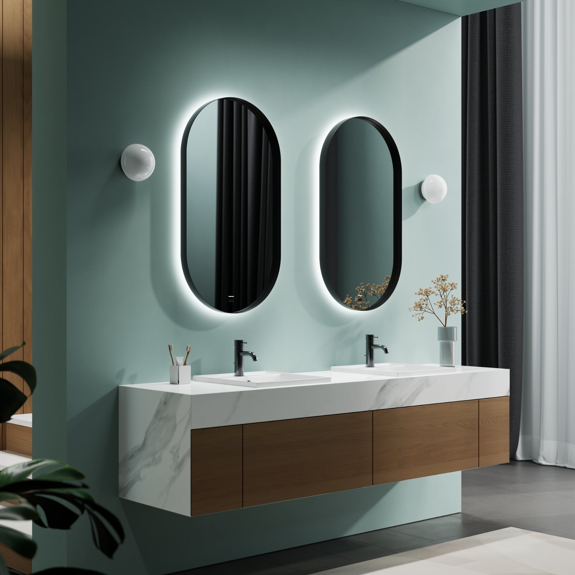 Wall-mounted DIANO BLACK mirror with a refined aesthetic