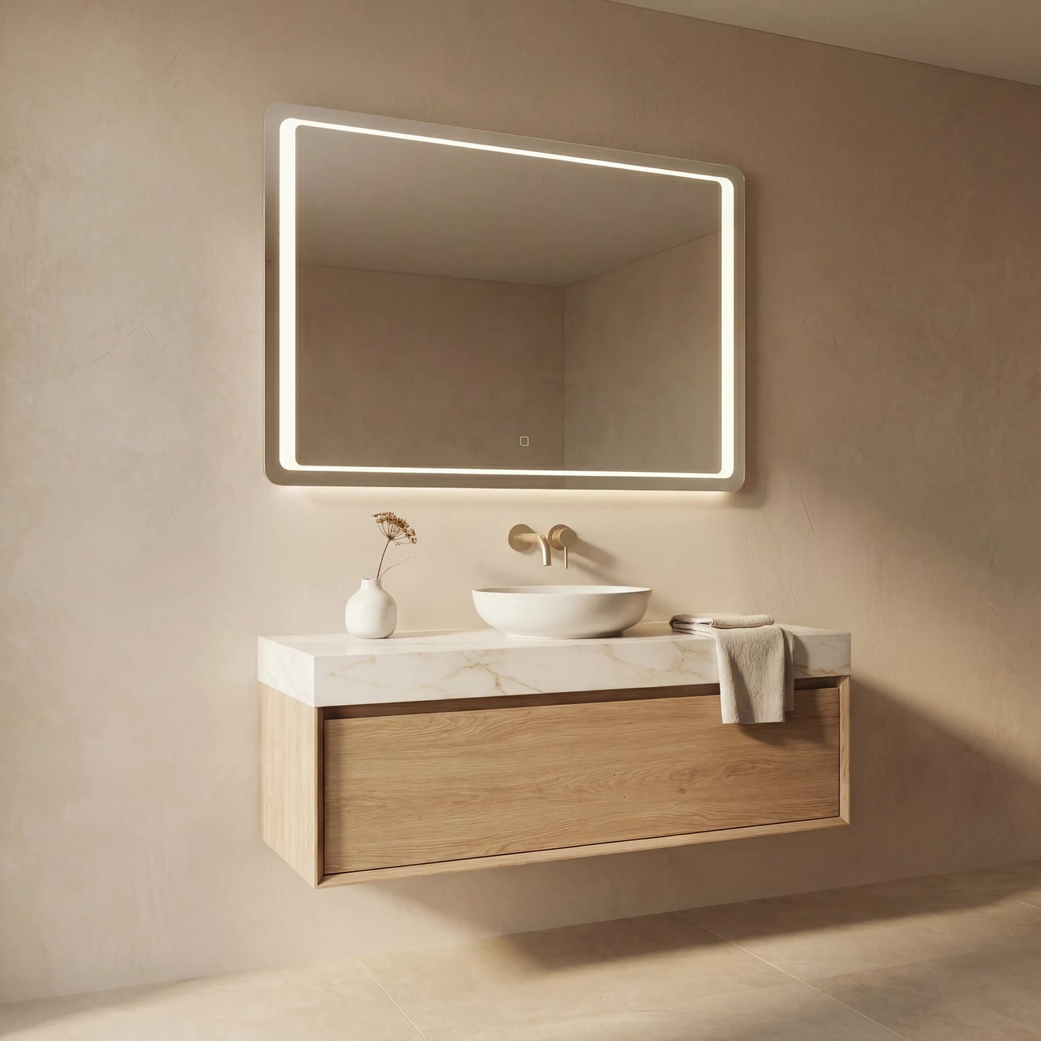 Claris DIMO 24 by 32 inch backlit LED bathroom mirror, Radiance Collection