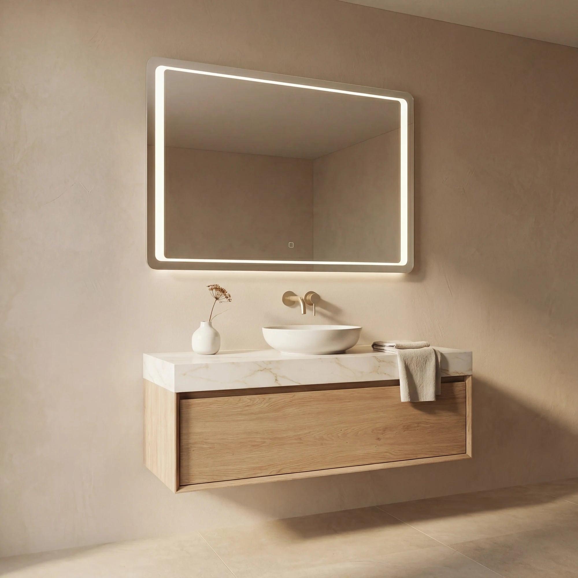 Claris DIMO 24 by 32 inch backlit LED bathroom mirror, Radiance Collection
