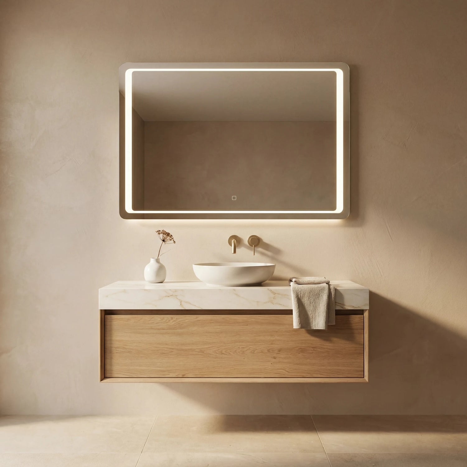 Claris DIMO 24 by 32 inch backlit LED bathroom mirror, Radiance Collection