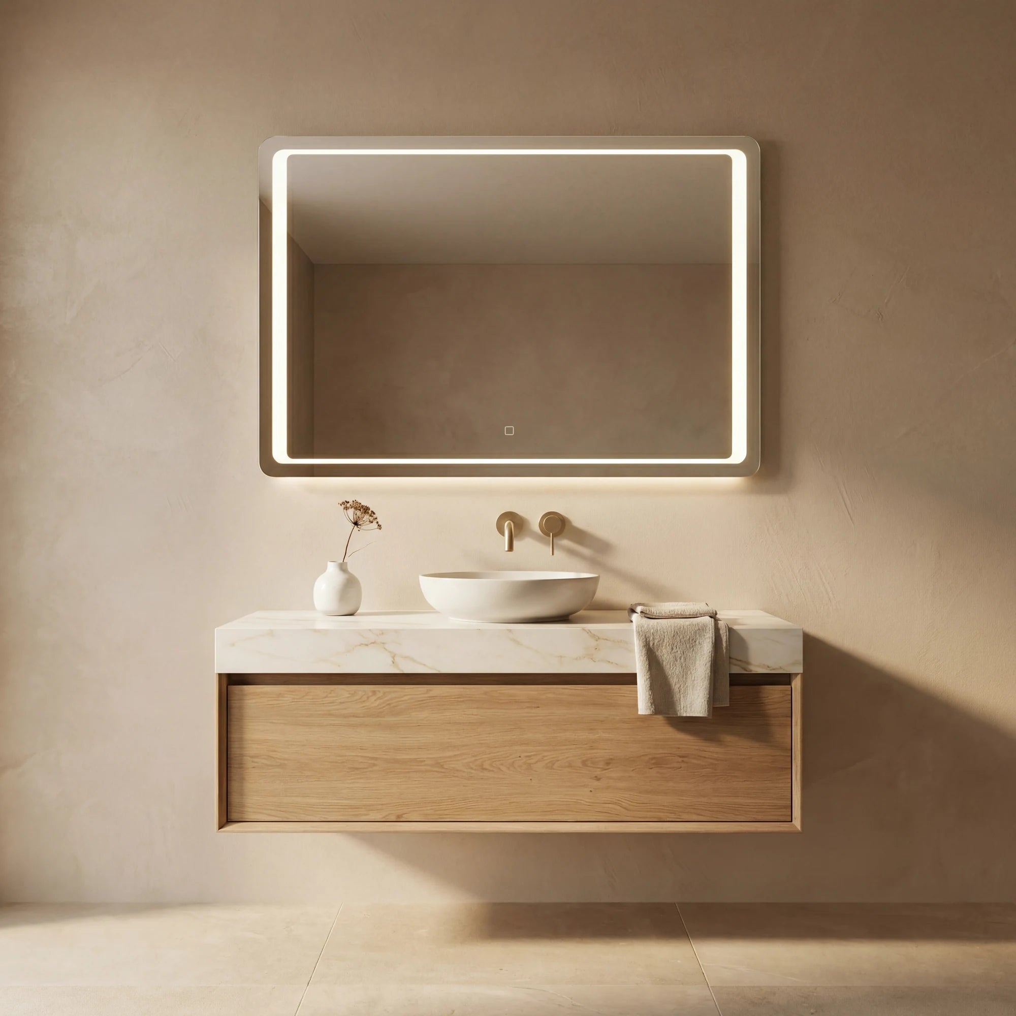 Claris DIMO 24 by 32 inch backlit LED bathroom mirror, Radiance Collection