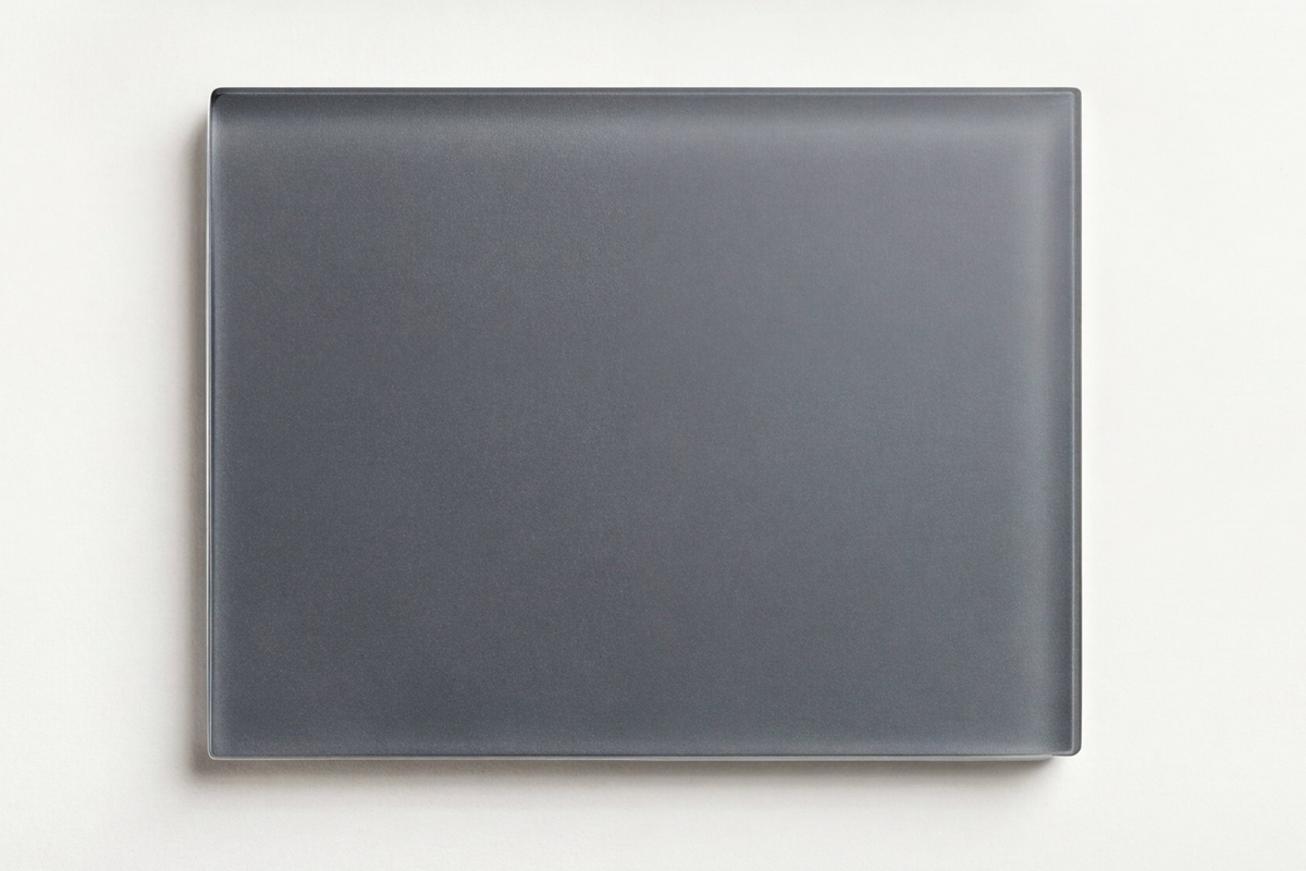 Rectangular gray tray on a white background