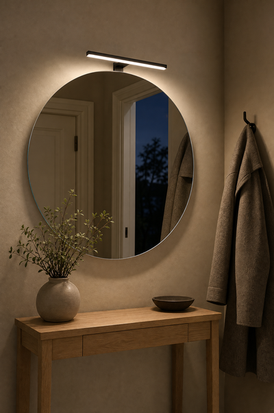 ASOLA with matte black LED light above a hallway console