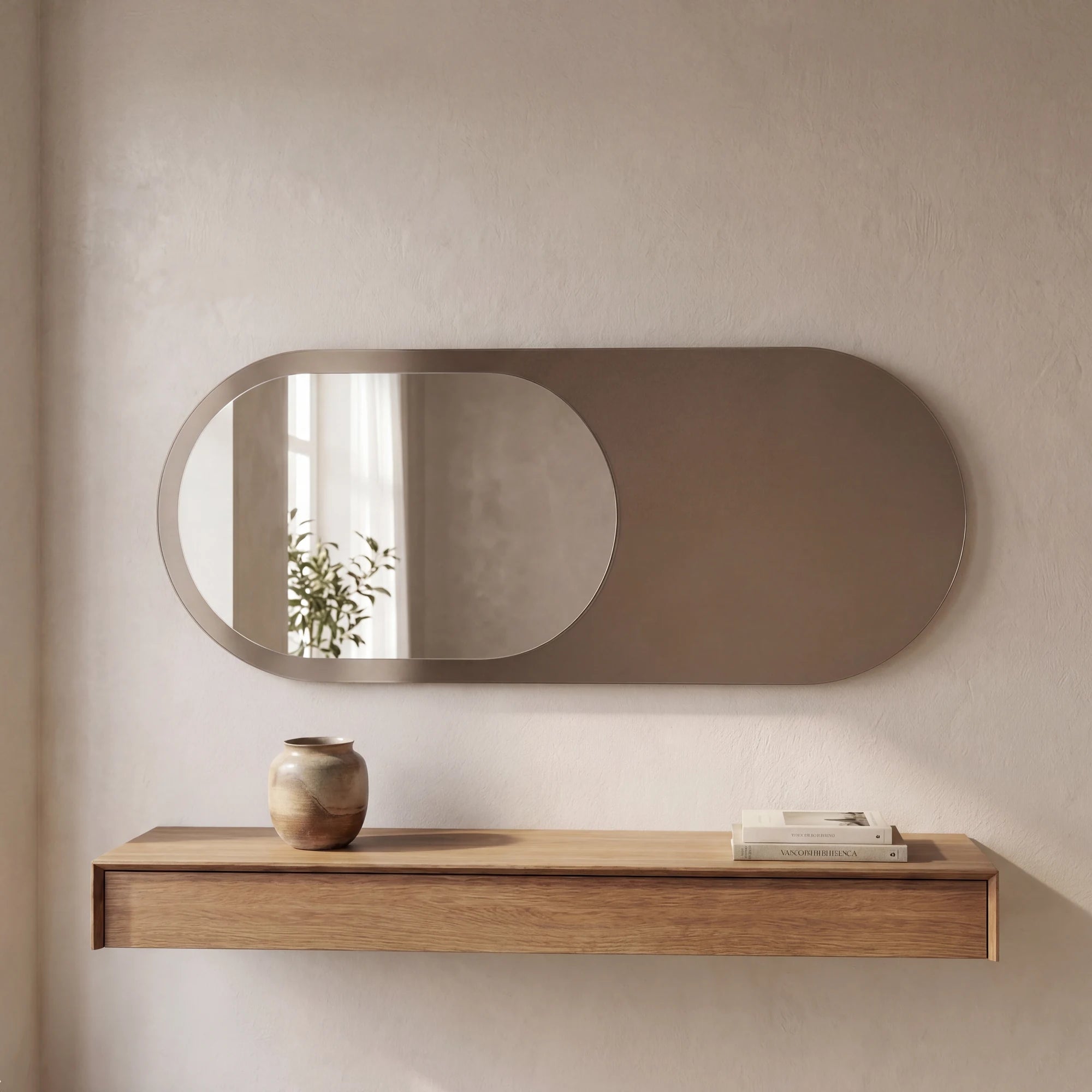 LEDA mirror in a home-living interior, Gemini Collection. Claris Company.