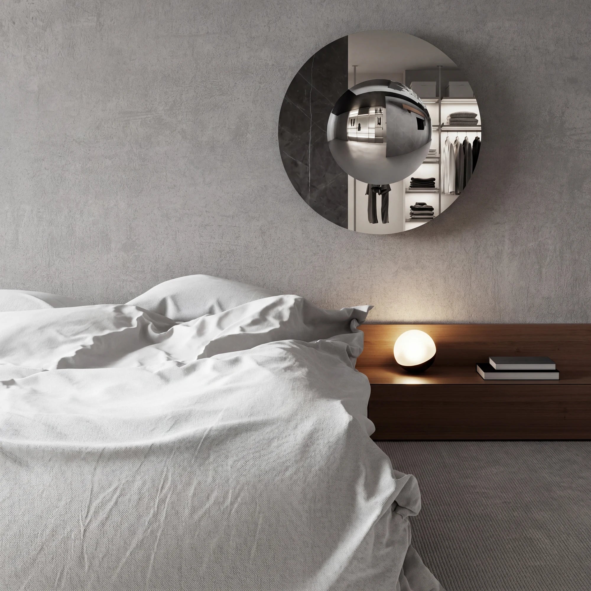 OKO mirror in a home-living interior, Art Collection. Claris Company.