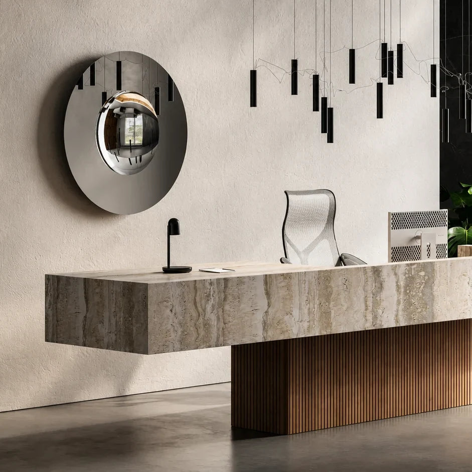 OKO mirror in a home-living interior, Art Collection. Claris Company.