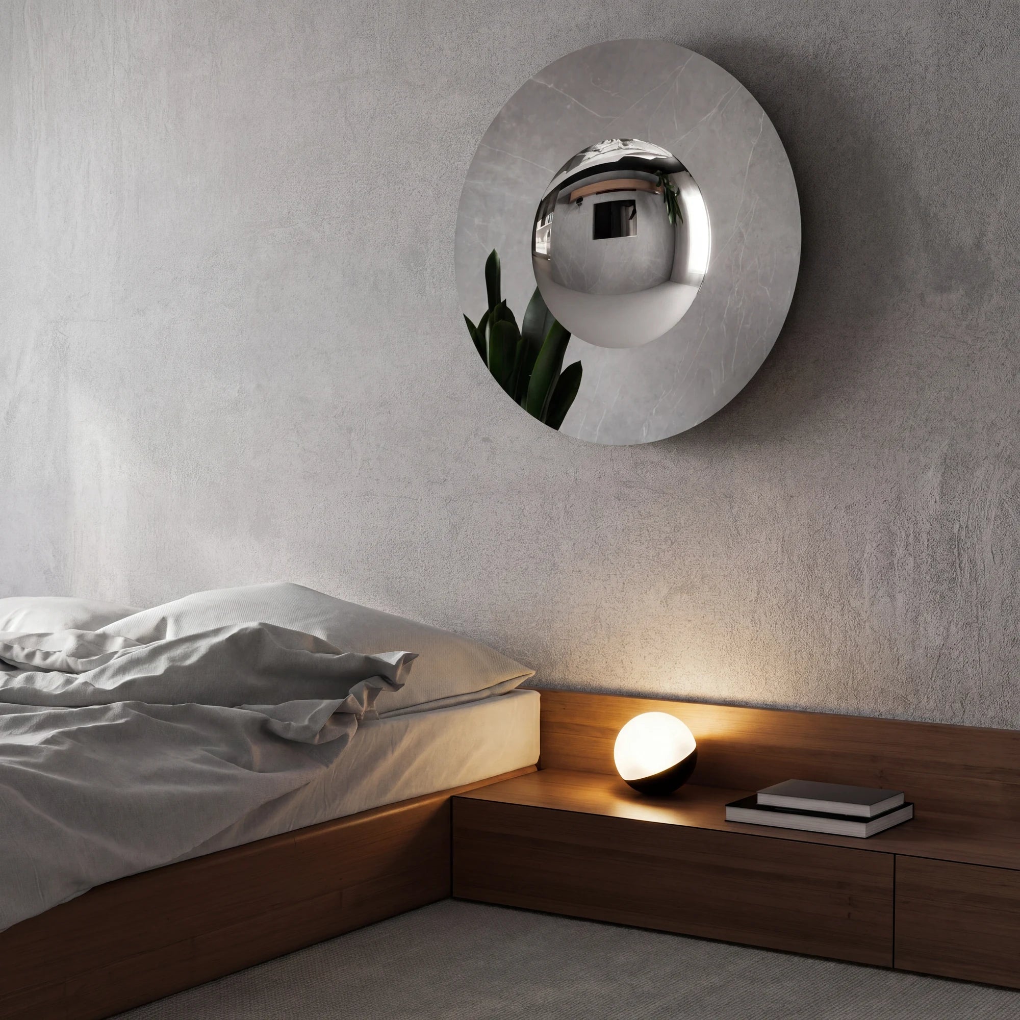 OKO mirror in a home-living interior, Art Collection. Claris Company.