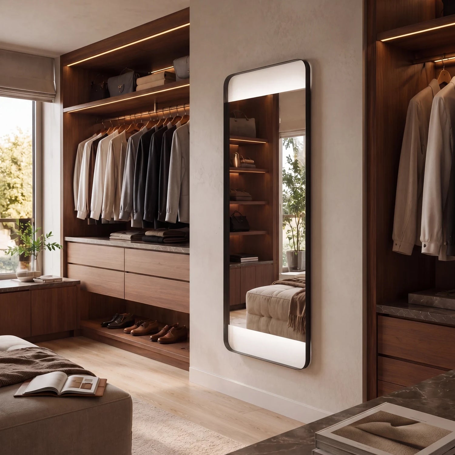 OPUS mirror in a home-living interior, Art Collection. Claris Company.