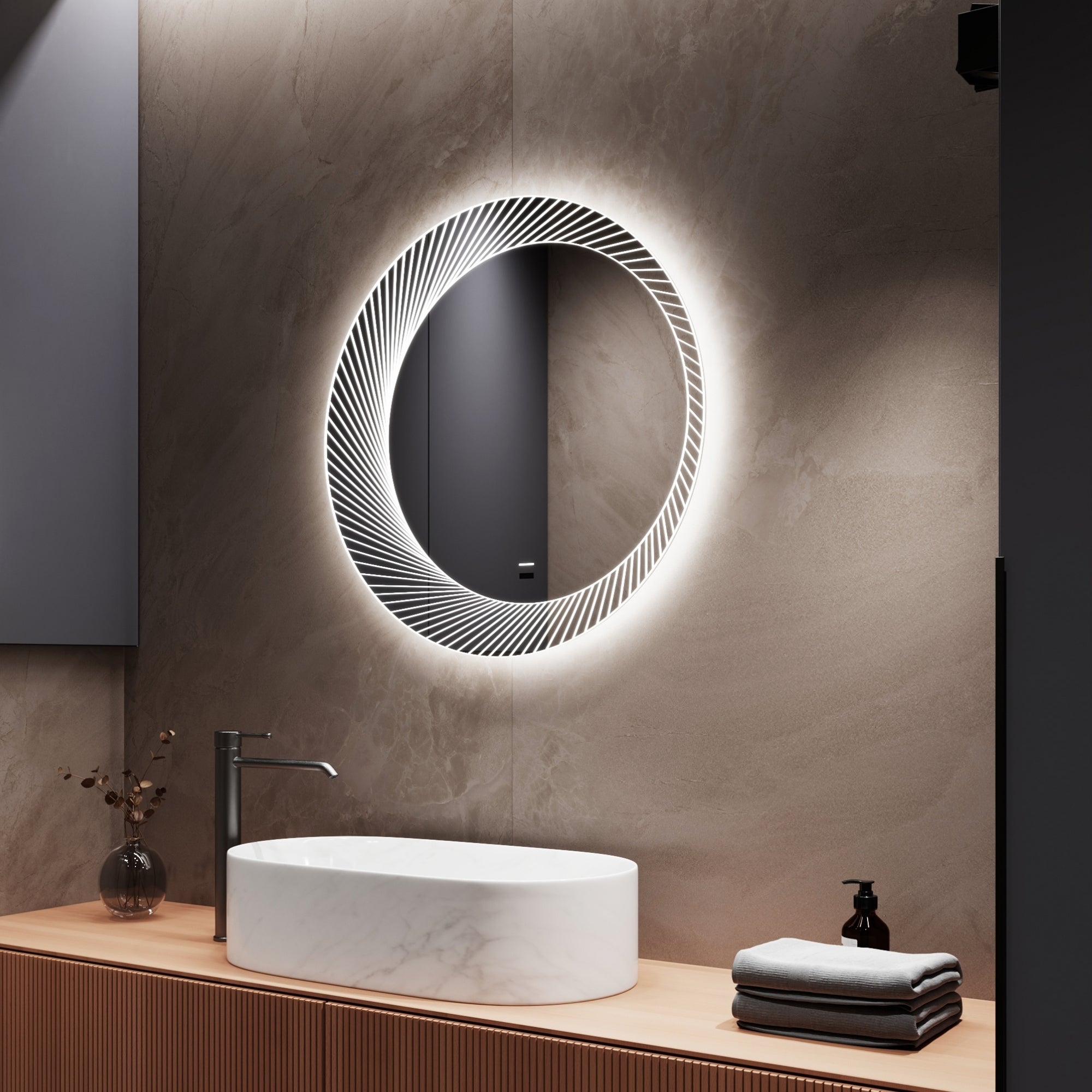 Modern ORSO mirror featuring a wave motion sensor for touchless control