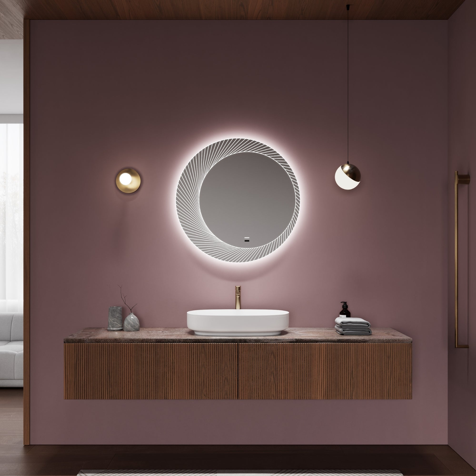 Elegant ORSO round mirror blending style and innovation