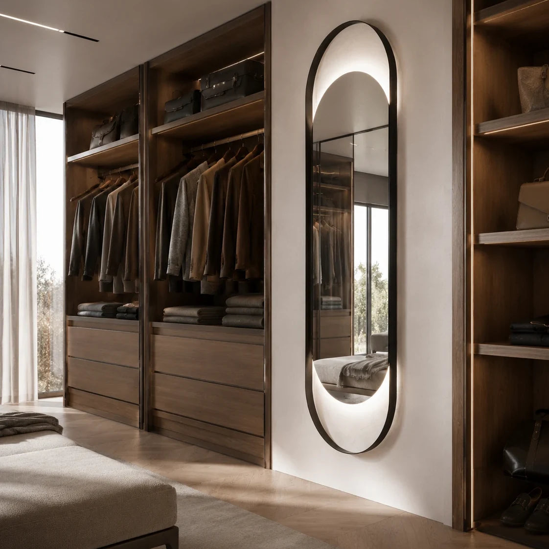SOLARA mirror in a home-living interior, Art Collection. Claris Company.