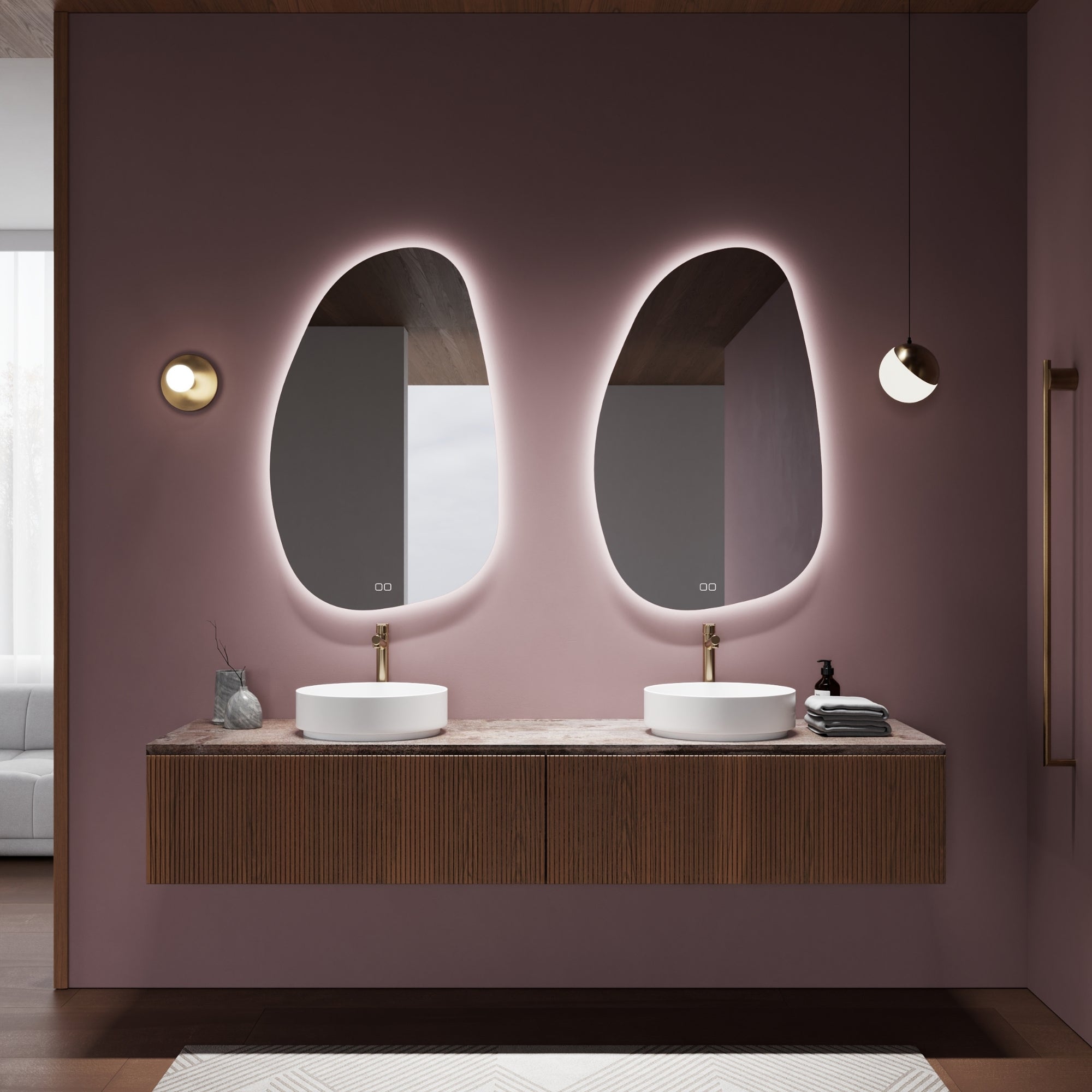 Wall-mounted STONE mirror enhancing a contemporary interior