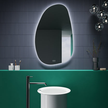 STONE mirror featuring dimmable touch sensor for adjustable lighting