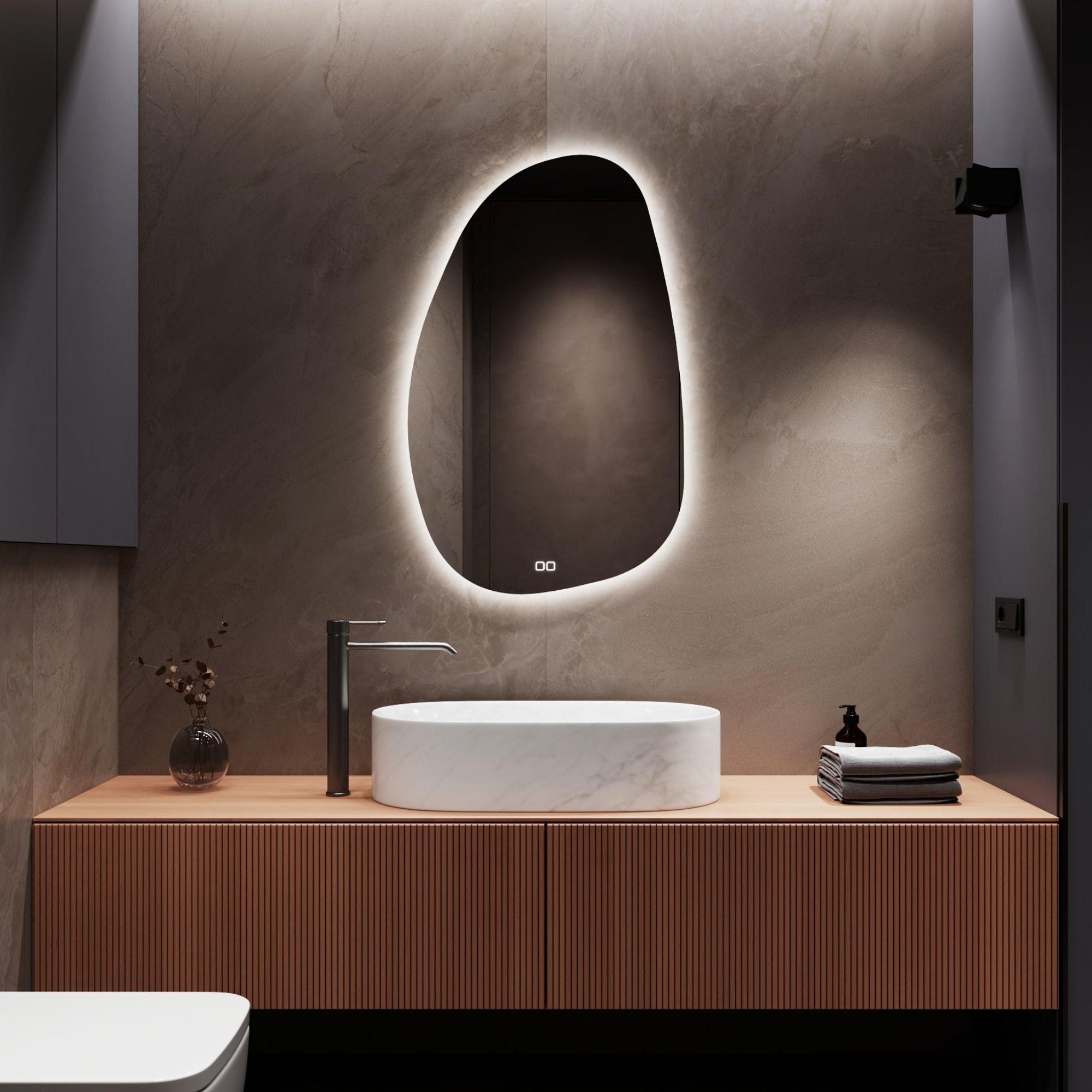 Sleek STONE mirror inspired by natural elements and modern design