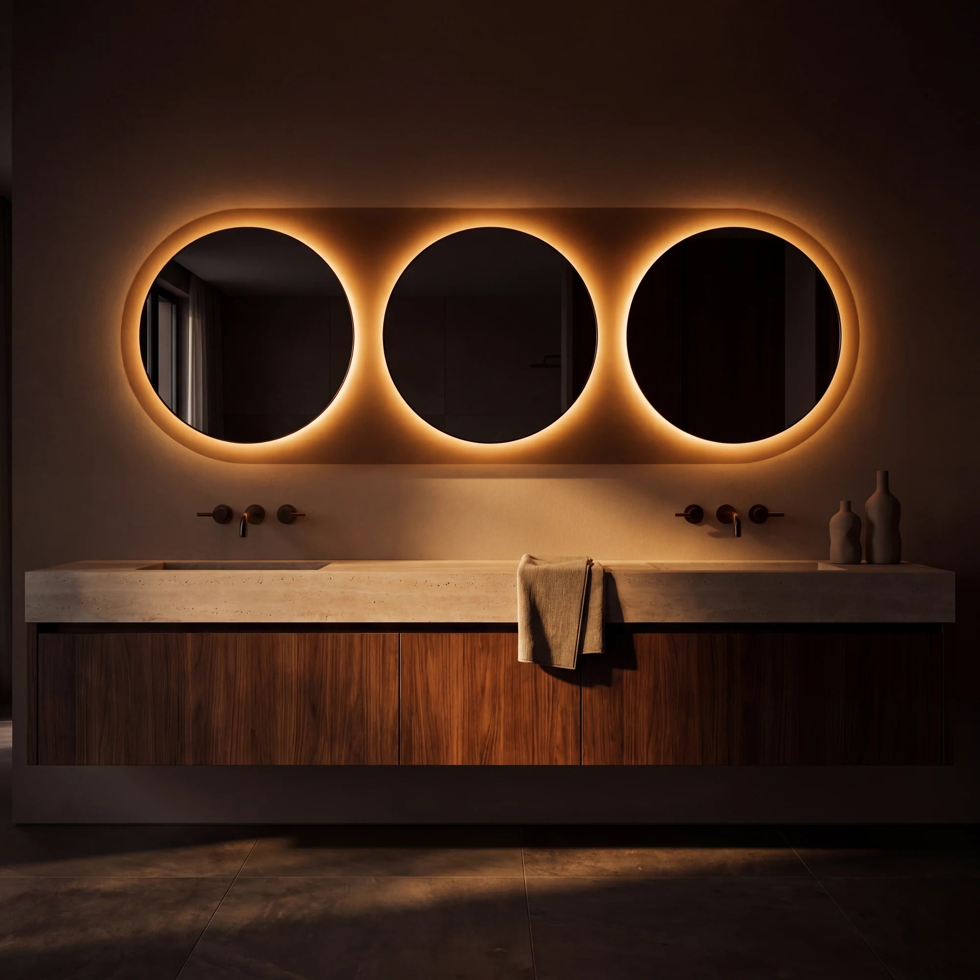 VIVO mirror in a bathroom, Gemini Collection. Claris Company.