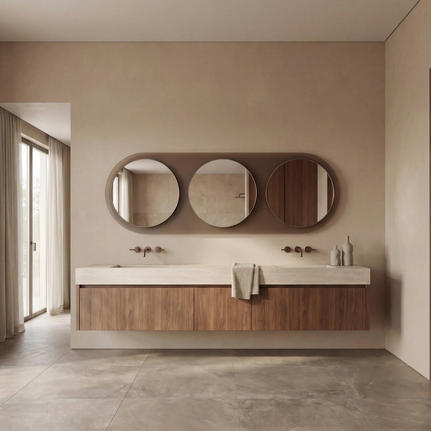 VIVO mirror in a bathroom, Gemini Collection. Claris Company.