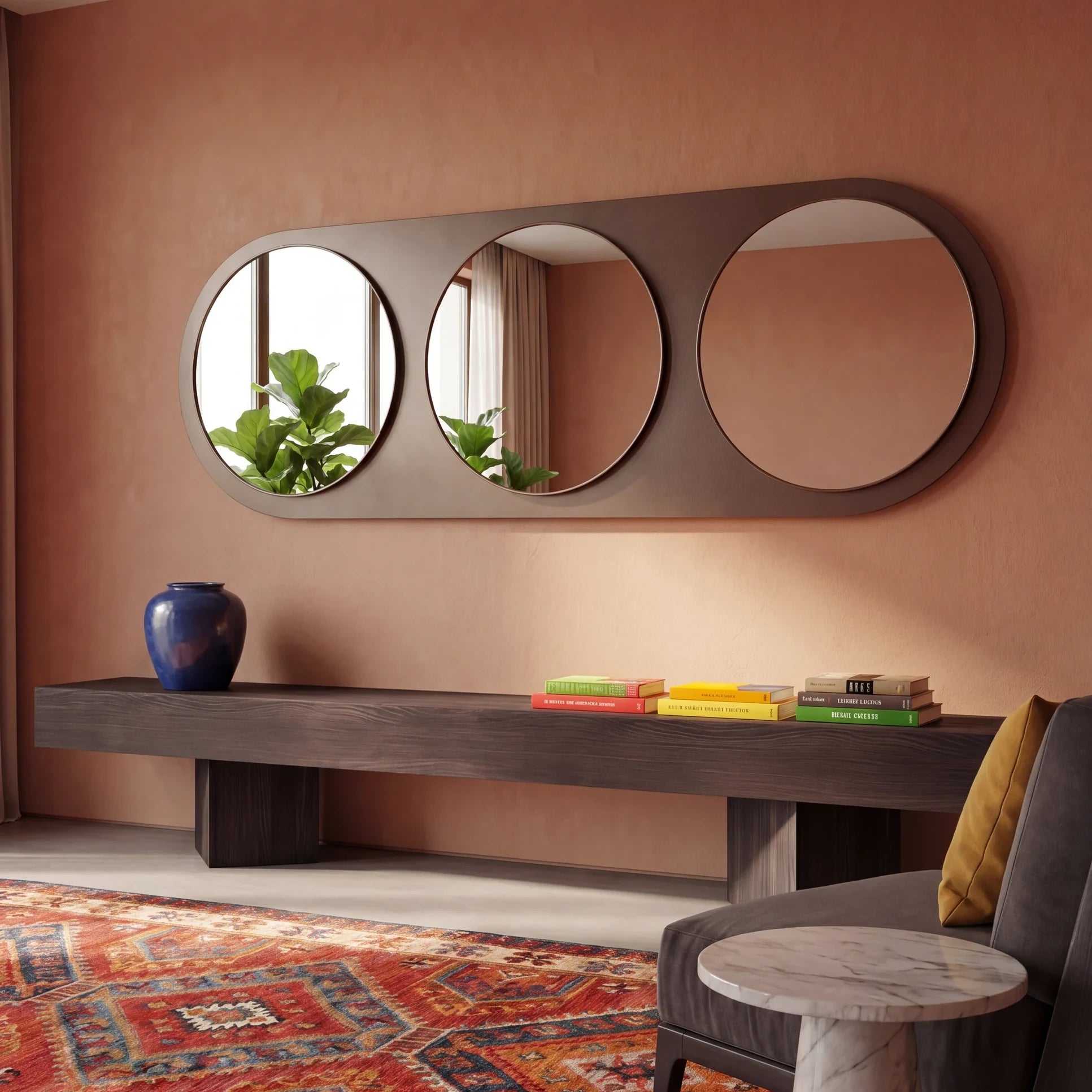 VIVO mirror in a home-living interior, Gemini Collection. Claris Company.